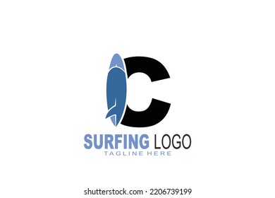 logotipo de surf de la letra C inicial