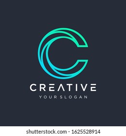 initial letter C with swoosh element . Creative Cut Design Vector Illustration. The logo can be used for business consulting and financial companies. -vector