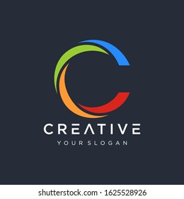 initial letter C with swoosh element . Creative Cut Design Vector Illustration. The logo can be used for business consulting and financial companies. -vector