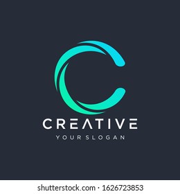 initial letter C with swoosh element . Creative Cut Design Vector Illustration. The logo can be used for business consulting and financial companies. -vector