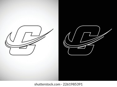 Initial letter C with a swoosh line art-style logo. Modern vector logotype for business and company identity.
