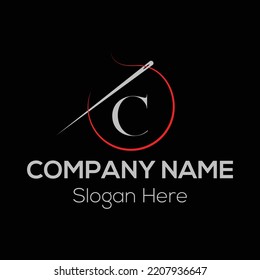 Initial Letter C Tailor Logo, Needle and Thread Combination. Needle logo, Embroider, Textile, Fashion, Cloth, Fabric Template