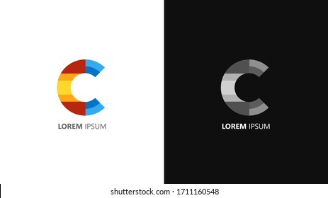 Initial letter C technology logo icon with rainbow . Colorful modern logo templates for business group company. Vector Illustration.  
