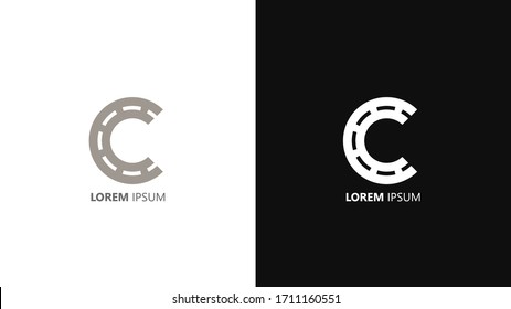 Initial letter C technology logo icon with road. Colorful modern logo templates for business group company. Vector Illustration.  