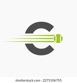 Logo De La Letra Inicial C De Tenis. Símbolo de Logotipo Deportivo de Tenis