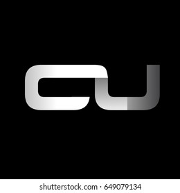 Initial letter C U uppercase modern and simple logo linked white colored, isolated in black background. Vector design template elements for company identity.
