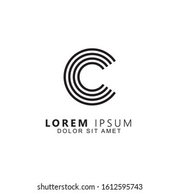 Initial letter c uppercase modern logo design template elements. Black letter isolated on white background. Suitable for business, consulting group company.