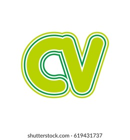 initial letter c and v. cv monogram outline logo