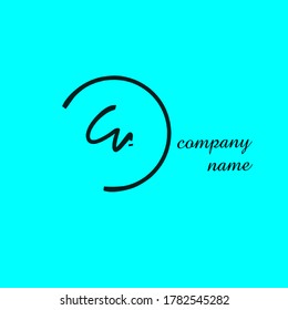 Initial Letter C V \ V C Handwriting and Signature Logo