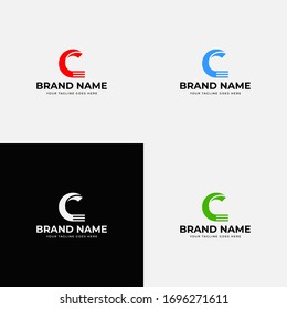Initial Letter C vector line logo design. Creative minimalism logotype icon symbol. Spinning circles C vector logo.