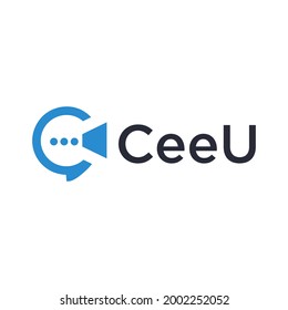 Initial Letter C With Video Call Camera Chat Icon For Online Meeting Logo
