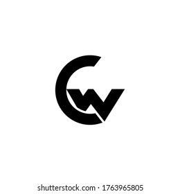 initial letter C and W, CW, WC logo, monogram line art style design template