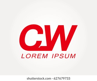initial letter c and w logo vector. cw red design