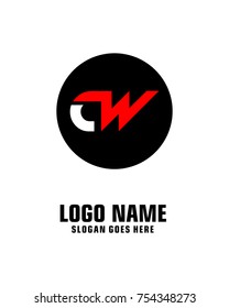 Initial letter C & W logo template vector