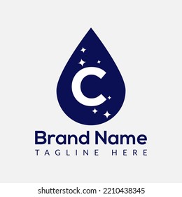 Initial Letter C Wash Logo, Drop and Wash Combination. Schlaglogo, Wash, Clean, Fresh, Wasservorlage