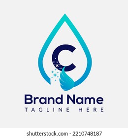 Initial Letter C Wash Logo, Drop and Wash Combination. Drop logo, Wash, Clean, Fresh, Water Template
