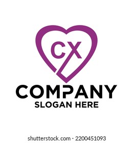 Anfangsbuchstabe C X Logo, Vektordesign-Vorlage LOVE