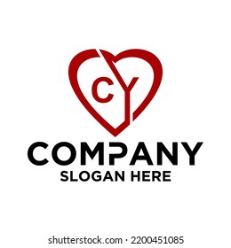 Initial letter C Y logo vector design template LOVE