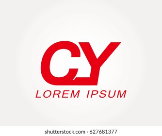 initial letter c and y logo vector. cy red design
