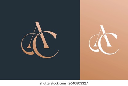 Initial letter CA AC logo design vector illustration for couple, wedding, and business