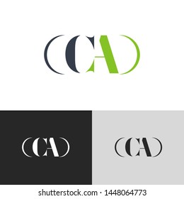 Initial Letter ca c a  uppercase modern logo design template elements. green letter Isolated on black white grey background. Suitable for business, consulting group company.