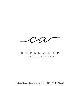 Initial letter CA calligraphy handwritten logo. Handwritten alphabet in the logo template. Letters and Alphabet for your logo design.