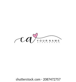 Initial letter CA calligraphy handwritten logo. Handwritten alphabet in the logo template. Letters and Alphabet for your logo design.