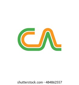 Initial Letter CA CN Linked Logo Green Orange