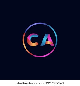 Initial letter CA curve rounded logo, gradient vibrant colorful glossy colors