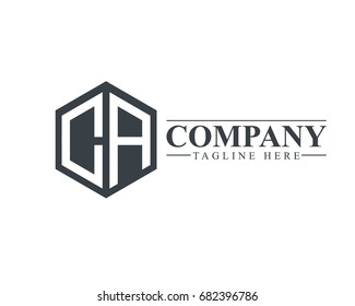 Initial Letter CA Hexagonal Design Logo