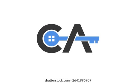 Initial Letter CA With Key logo design template