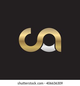 initial letter ca linked circle lowercase logo gold silver black background