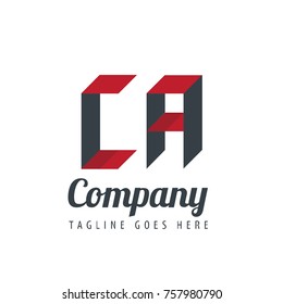 Initial Letter CA Logo With Ribbon Style