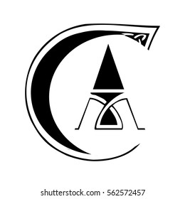 initial letter CA logo vector black color