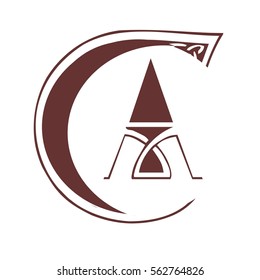 initial letter CA logo vector dark brown color