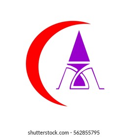 initial letter CA logo vector red and purple color