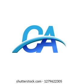 initial letter CA logotype company name colored blue and swoosh design. vector logo for business and company identity.
