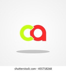 Initial letter CA lowercase logo design template grass green red