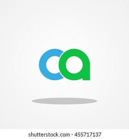 Initial letter CA OA lowercase logo design template blue green