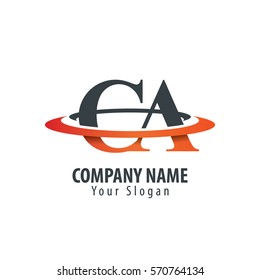 Initial Letter CA With Overlapping Swoosh Circle