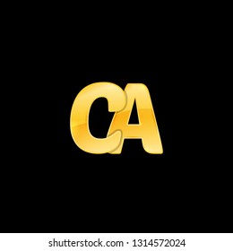 Initial Letter CA with red metallic texture, trendy, 3d glossy, metal texture, rectangle shape, pixel style based alphabet logo for company identity, isolated on black background.