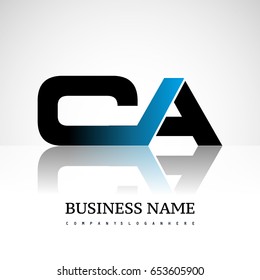 Initial letter CA uppercase modern and simple logo linked blue and black colored, isolated in white background. Vector design for company identity.