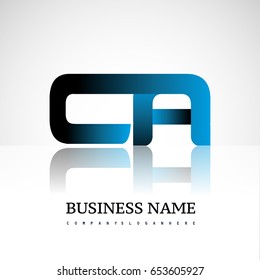 Initial letter CA uppercase modern and simple logo linked blue and black colored, isolated in white background. Vector design for company identity.