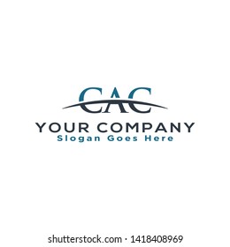 Initial letter CAC, overlapping movement swoosh horizon logo company design inspiration in blue and gray color vector