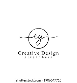 Initial letter EG calligraphy handwritten logo. Handwritten alphabet in the logo template. Letters and Alphabet for your logo design.