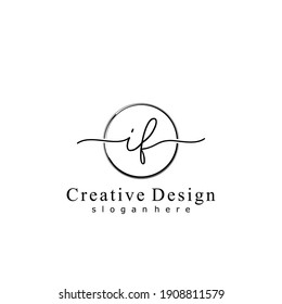 Initial letter IF calligraphy handwritten logo. Handwritten alphabet in the logo template. Letters and Alphabet for your logo design.