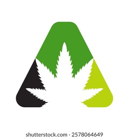 Initial Letter A Cannabis Logo Design Concept With Medical Marijuana Leaf Symbol