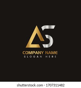 Initial Letter AS capital logo icon design template elements. Modern line logo with gold silver luxury style. Can be used for business, company group, consulting, finance. Vector Illustration.