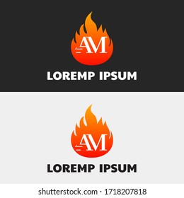 Initial Letter AM capital logo icon design template elements. Modern line logo with flame style. Can be used for business, company group, consulting, finance. Vector Illustration.