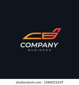 Initial letter CB airplane shape logotype. Modern CB monogram transportation company business logo design concept